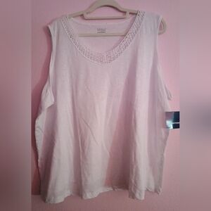 Basic Editions White Sleeveless Relaxed Tank Top Size 2x